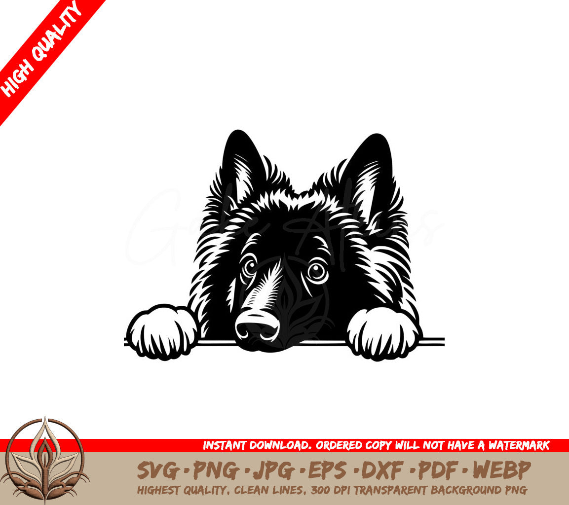 Alert Belgian Malinois Peek SVG