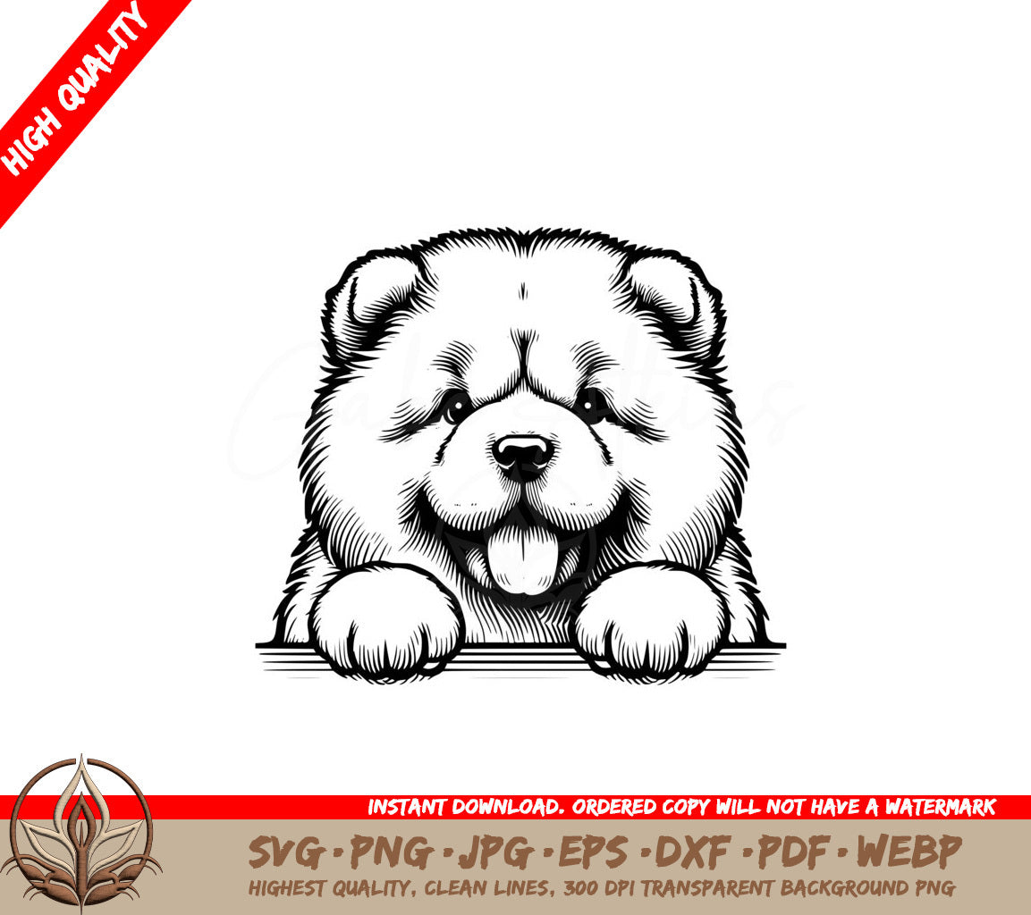 Alert Fluffy Chow Chow SVG