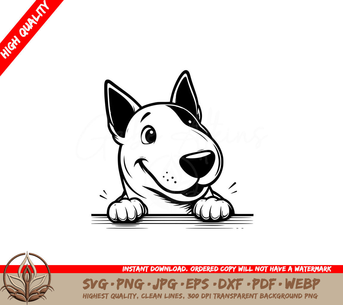 Alert Happy Bull Terrier SVG