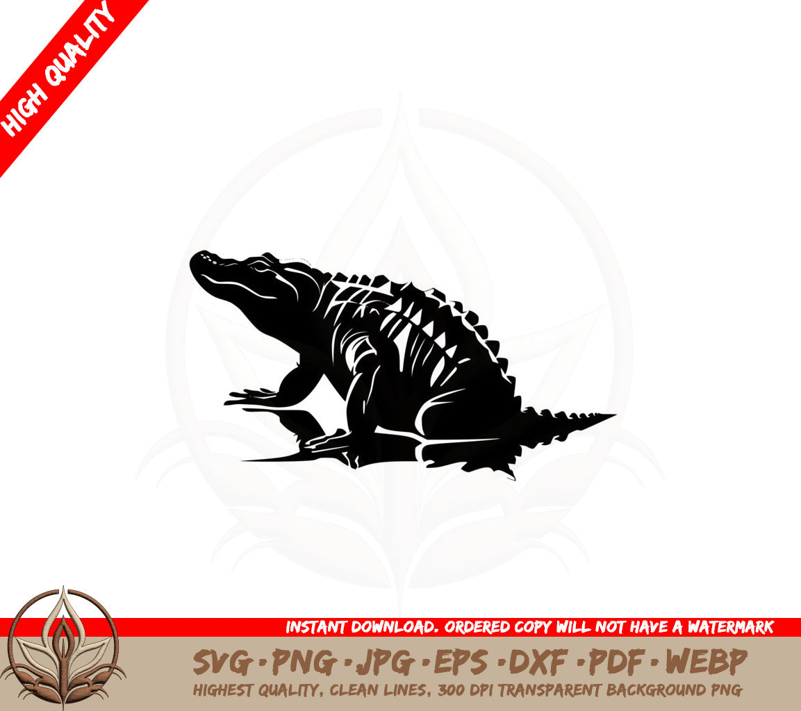 Alligator Silhouette SVG PNG JPG AI PDF DXF EPS and WebP Digital Download