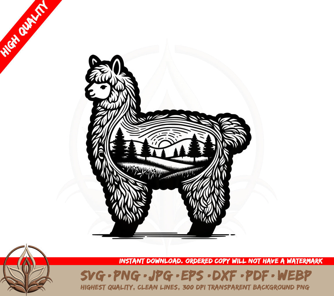 Alpaca Vista SVG Cut File