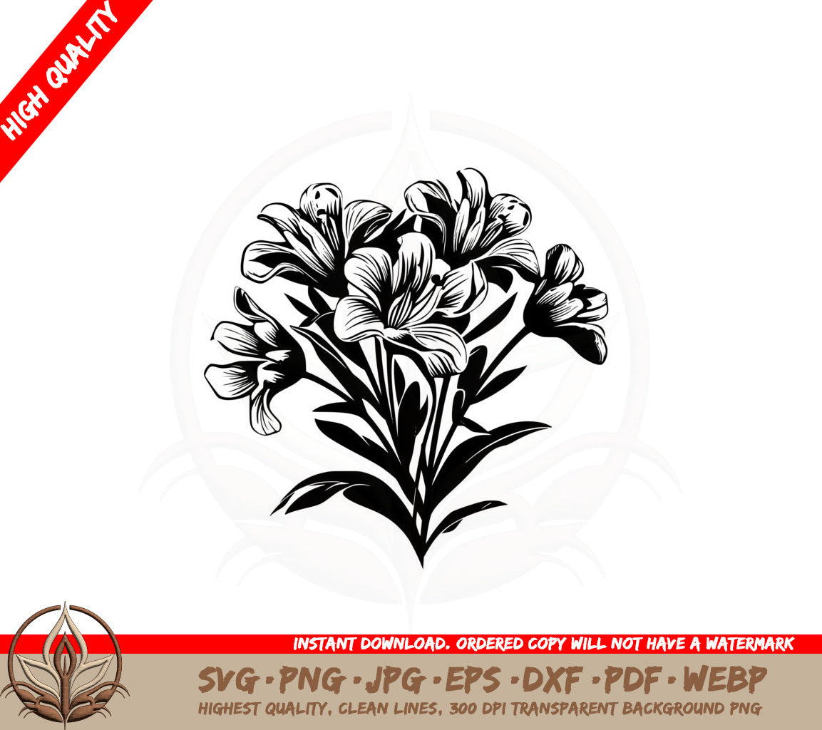 Alstroemeria Bouquet SVG Cut File Download