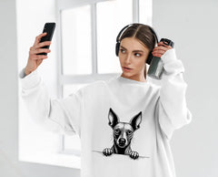 American Hairless Terrier Looking Over Wall - SVG SVG