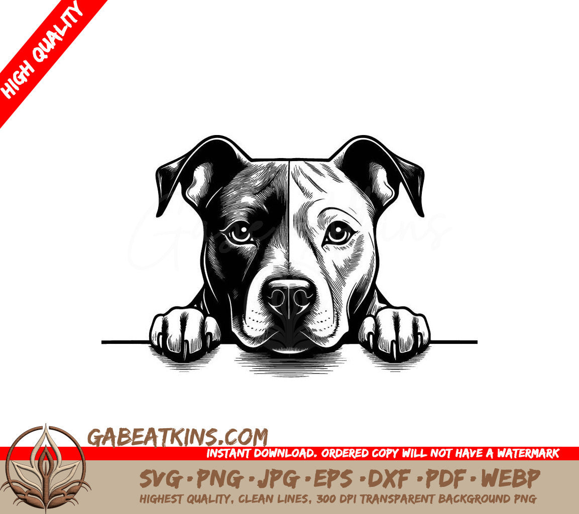 American Staffordshire Terrier Wall Peeking SVG SVG