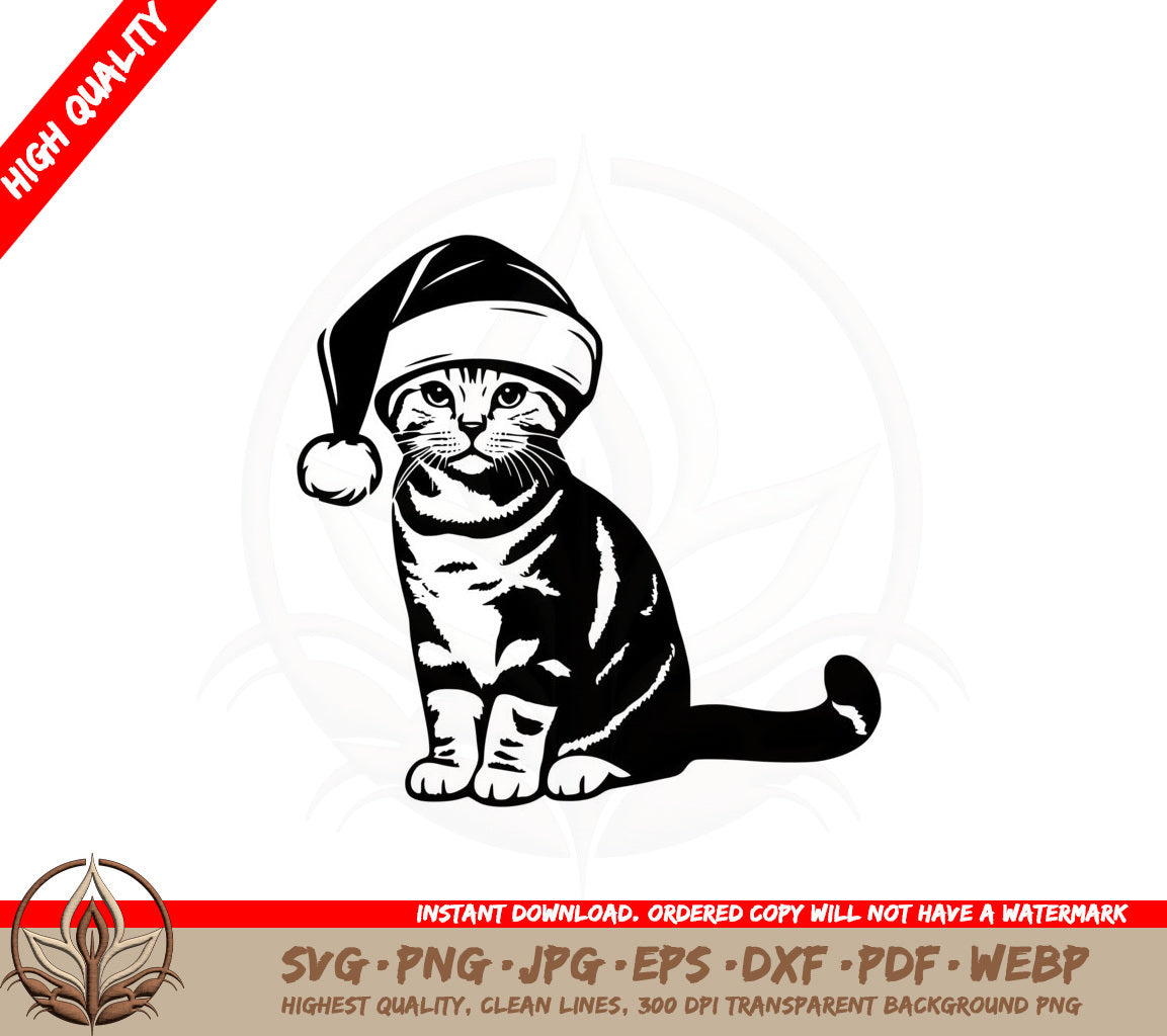 American Shorthair Santa Cat SVG