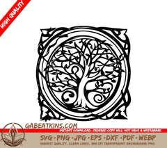 Celtic Tree of Life Circle - Abstract SVG SVG