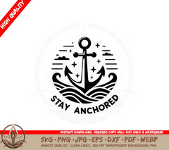 Anchor Amidst Waves SVG PNG JPG AI PDF DXF EPS and WebP Digital Download