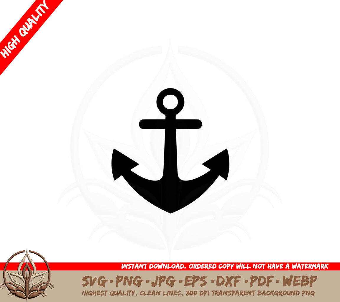 Anchor Silhouette SVG PNG JPG AI PDF DXF EPS and WebP - Digital Download