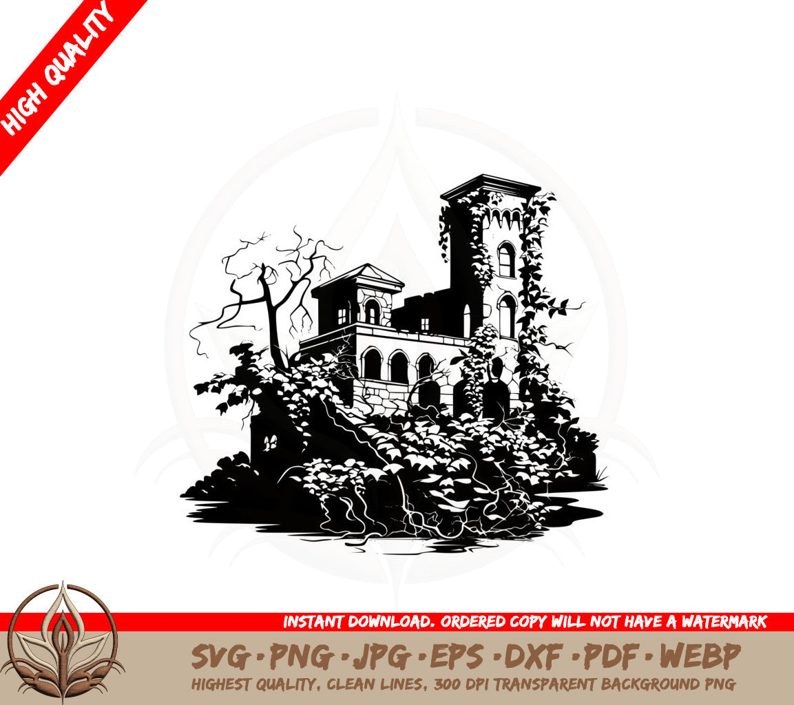 Ancient Ivy Ruins SVG Cut File Design