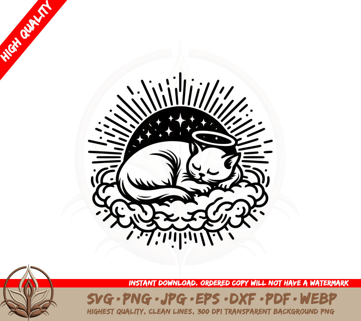 Angel Cat Nap SVG Cut File Download