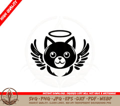 Angel Cat SVG PNG JPG AI PDF DXF EPS and WebP - Digital Download