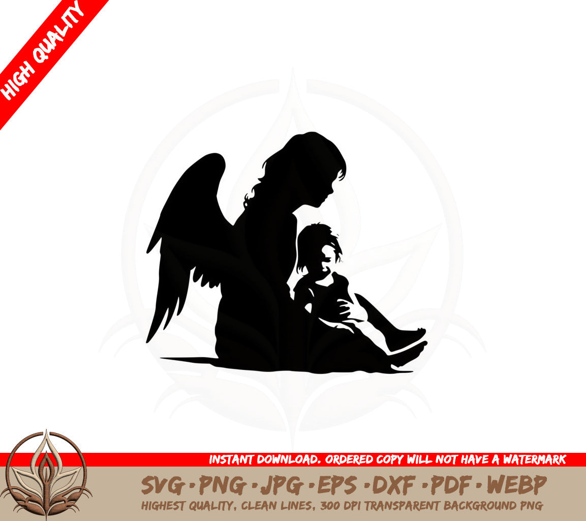 Angel Consoling Child SVG