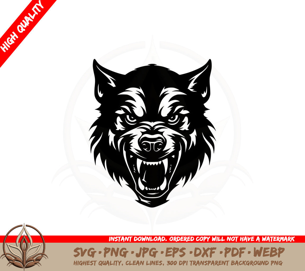 Angry Wolf SVG PNG JPG AI PDF DXF EPS and WebP - Digital Download