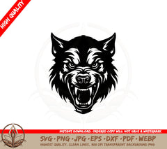 Angry Wolf SVG PNG JPG AI PDF DXF EPS and WebP - Digital Download