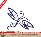 Dragonfly Wings Swirl Line Art SVG - Animal Butterfly Illustration SVG