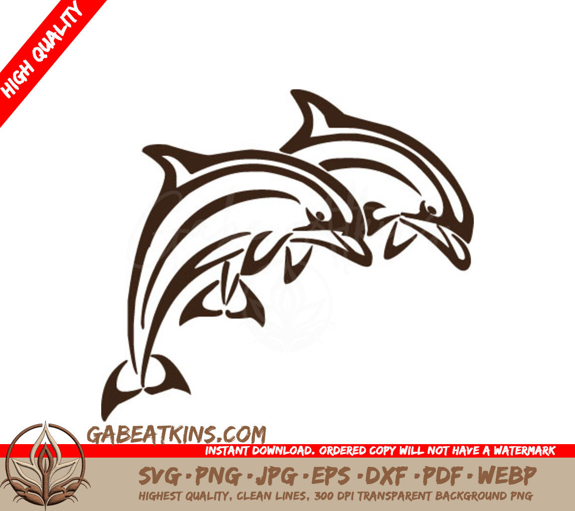 Dolphin Silhouette SVG - Jumping Duo SVG