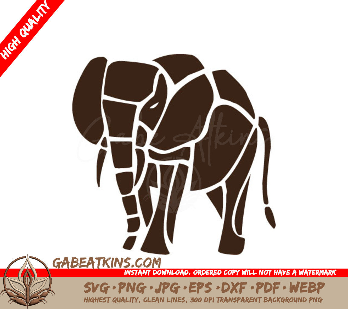 Brown Wooden Elephant Silhouette SVG SVG