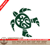 Tribal Turtle Silhouette SVG - Green Tortoise on White Background SVG