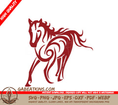 Red Horse Silhouette SVG - Animal, Unicorn Design SVG