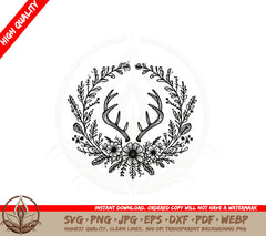 Antler Flowers - Digital Download SVG