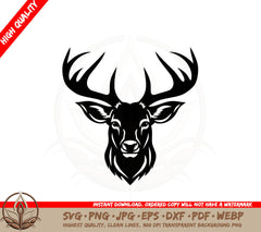 Antlered Deer Portrait - SVG PNG JPG AI PDF DXF EPS WebP Digital Download