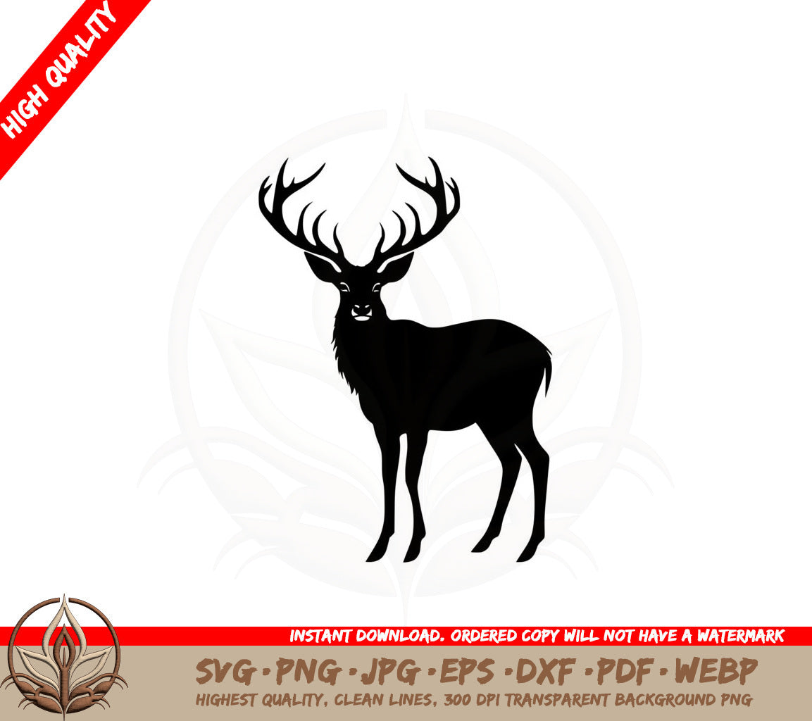 Antlered Stag SVG Cut File Antlered Stag Silhouette Cricut Silhouette Cut Files for DIY Crafts