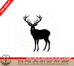 Antlered Stag SVG Cut File Antlered Stag Silhouette Cricut Silhouette Cut Files for DIY Crafts