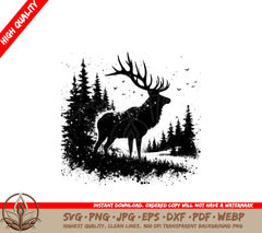 Antlered Wilderness SVG, PNG, JPG, AI, PDF, DXF, EPS WebP Digital Download