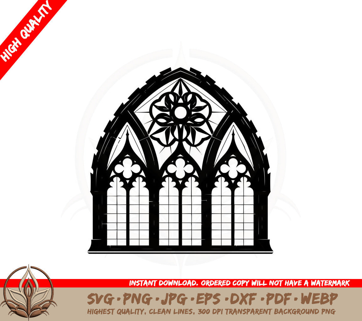 Arched Church Window SVG PNG JPG AI PDF DXF EPS WebP Digital Download