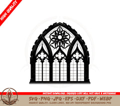 Arched Church Window SVG PNG JPG AI PDF DXF EPS WebP Digital Download