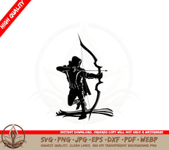 Archer with Bow and Arrow SVG PNG JPG AI PDF DXF EPS and WebP - Digital Download