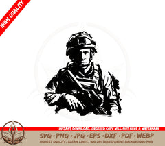 Armed Soldier SVG PNG JPG AI PDF DXF EPS and WebP - Digital Download