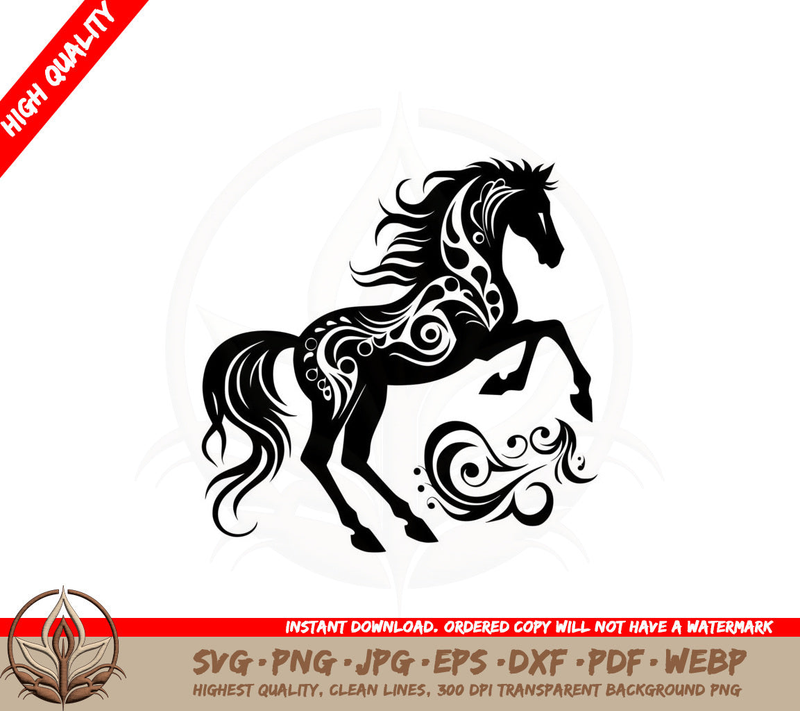 Artistic Horse SVG PNG JPG AI PDF DXF EPS WebP - Digital Download