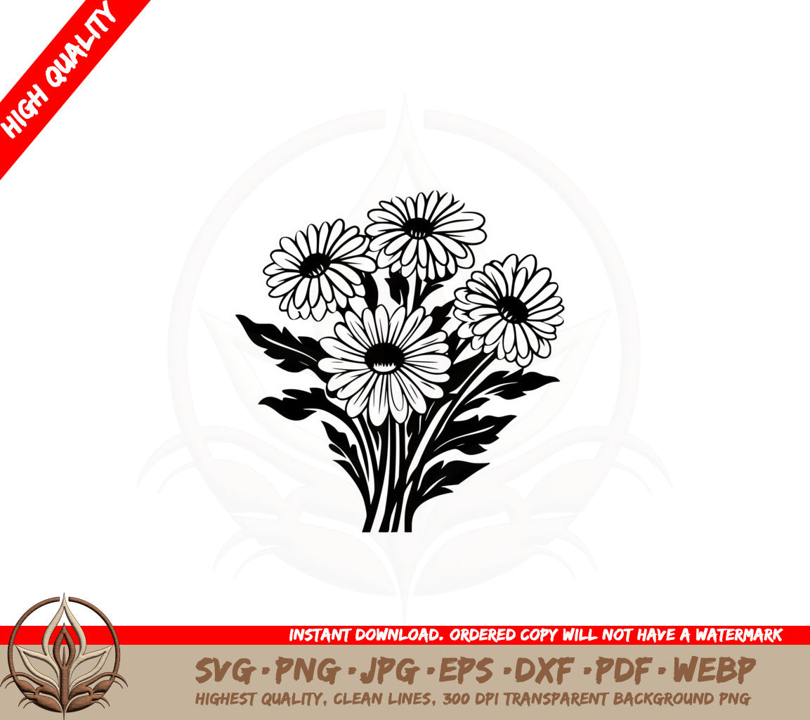 Aster Flower Bunch SVG Cut File