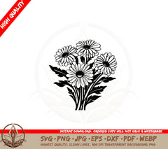 Aster Flower Bunch SVG Cut File