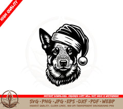 Australian Cattle Santa Pup SVG PNG JPG AI PDF DXF EPS and WebP - Digital Download
