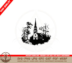 Autumn Church Scene SVG