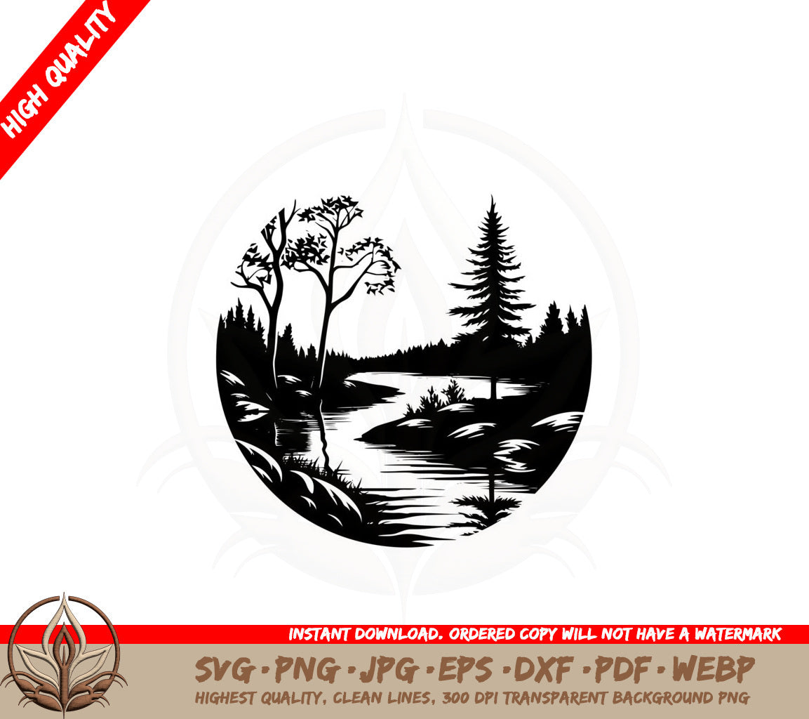 Autumn River Landscape SVG