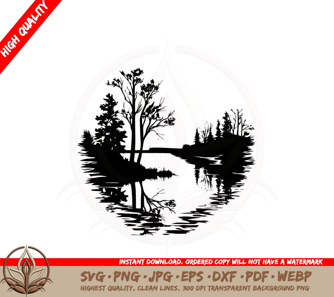 Autumn River Trees SVG