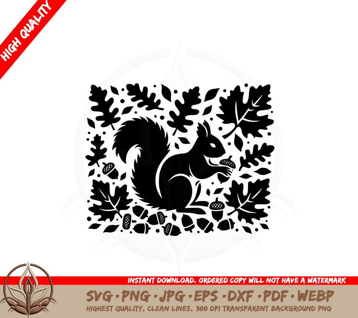 Autumn Squirrel Gathering SVG