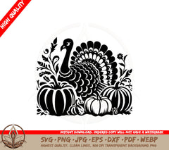 Autumn Turkey Scene SVG PNG JPG AI PDF DXF EPS and WebP Digital Download