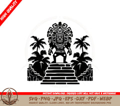 Aztec Statue Scene SVG