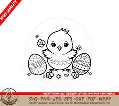 Baby Chick with Easter Eggs SVG PNG JPG AI PDF DXF EPS and WebP Digital Download