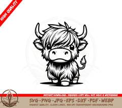 Baby Highland Cow SVG PNG JPG AI PDF DXF EPS and WebP Digital Download