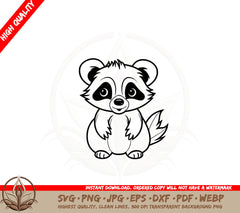 Baby Raccoon SVG Cut File Baby Raccoon Silhouette Digital Download