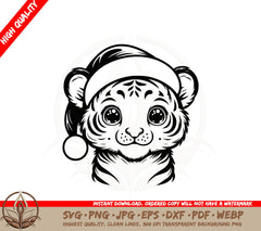 Baby Santa Hat Tiger SVG PNG JPG AI PDF DXF EPS and WebP Digital Download
