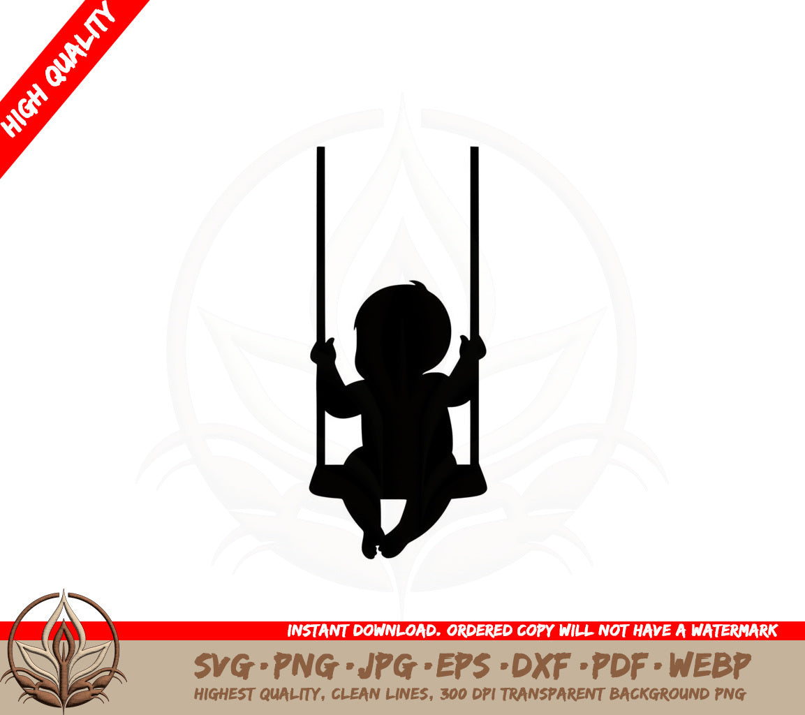 Baby Swinging SVG Cut File Baby Swing Design Baby for Cricut Silhouette Instant Download