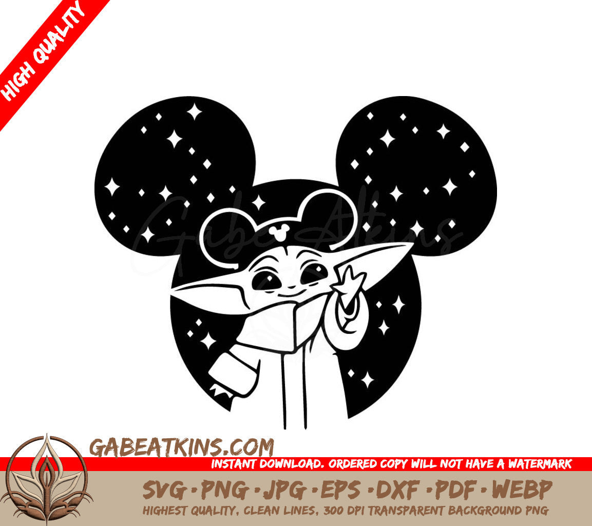 A Baby Yoda Wearing Mickey Mouse Ears SVG - Baby Yoda SVG SVG