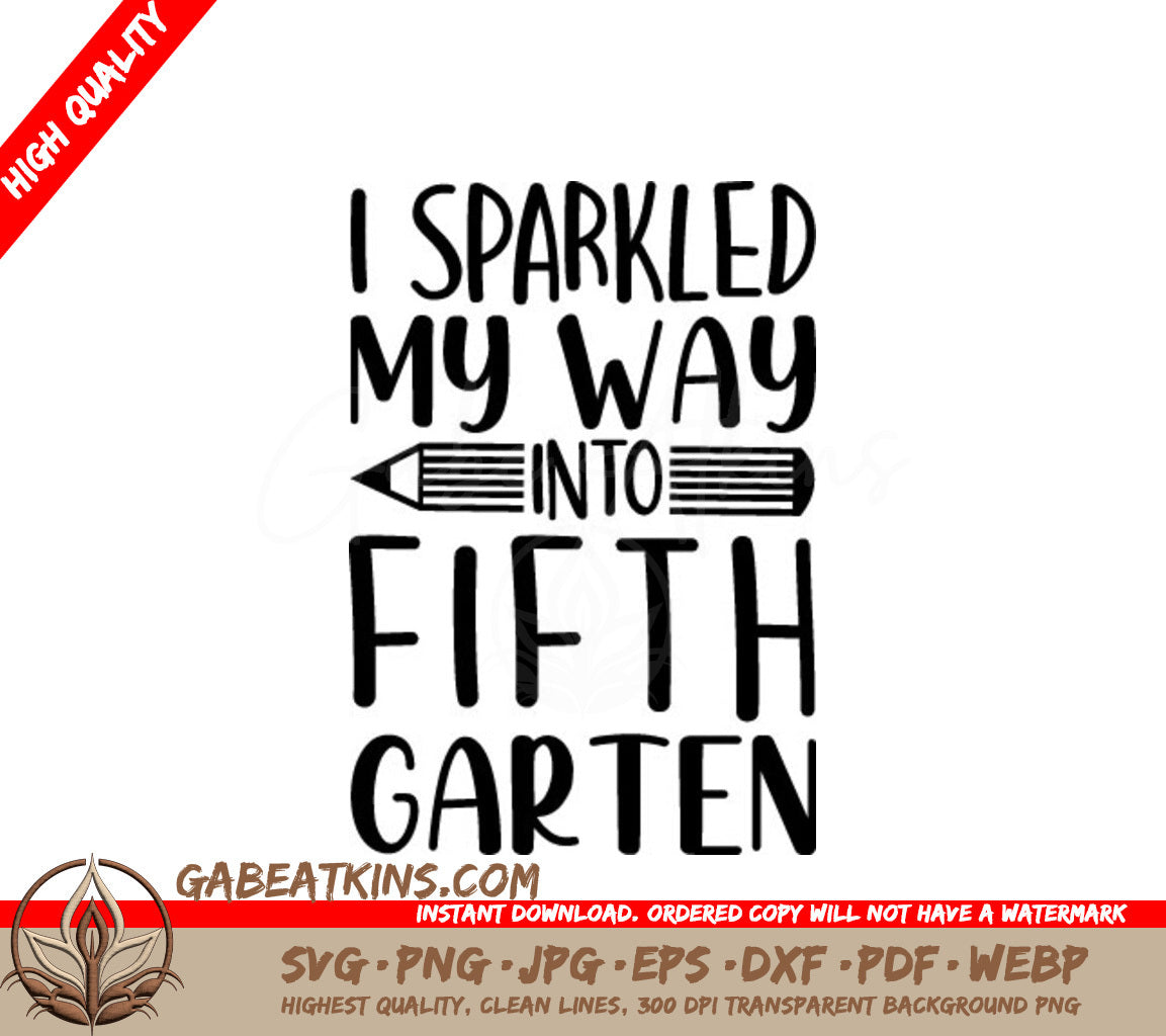 Fifth Grade Sparkle SVG - Back to School Design SVG