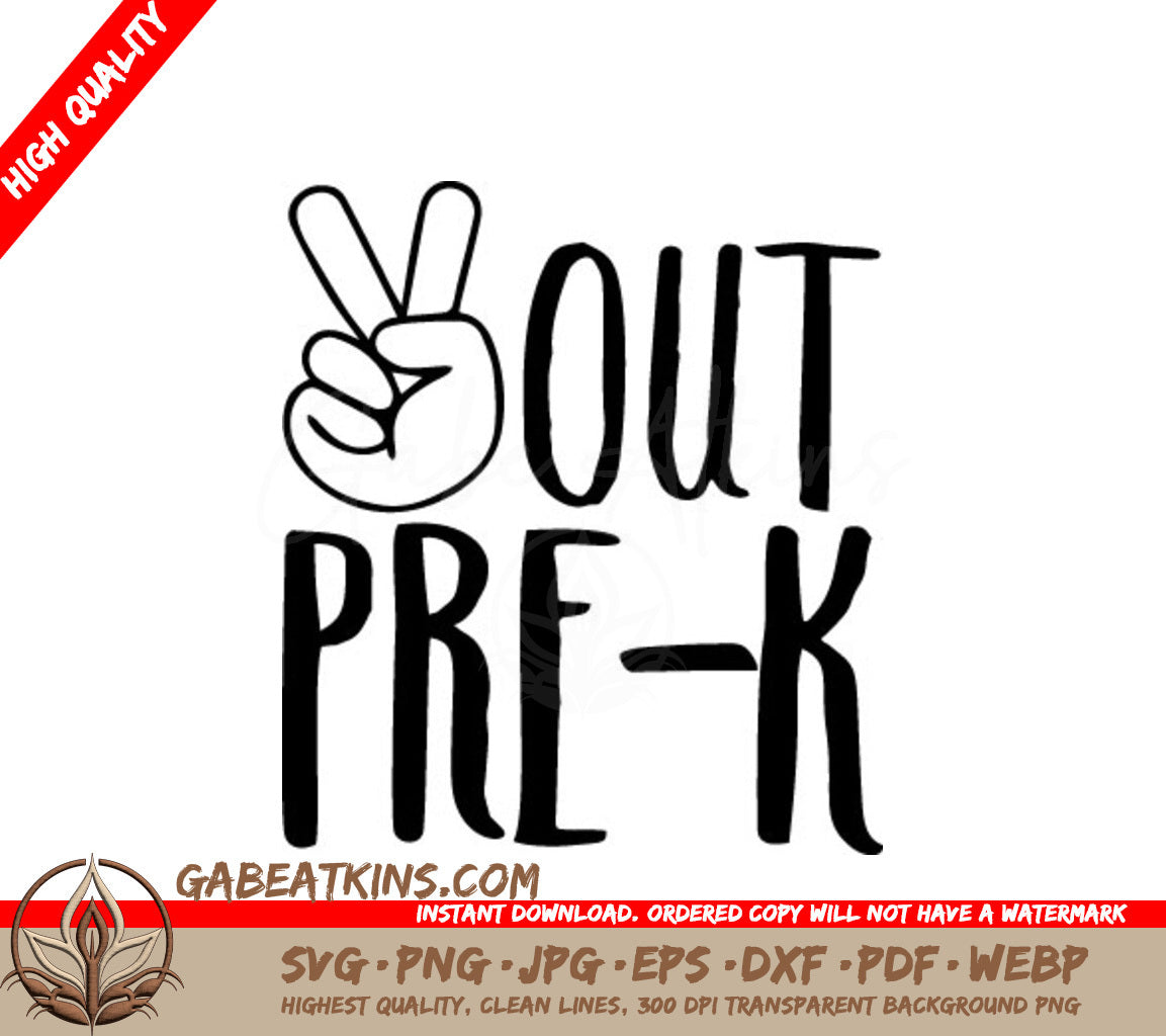 Peace Sign Out Pre-K SVG - Back to School SVG